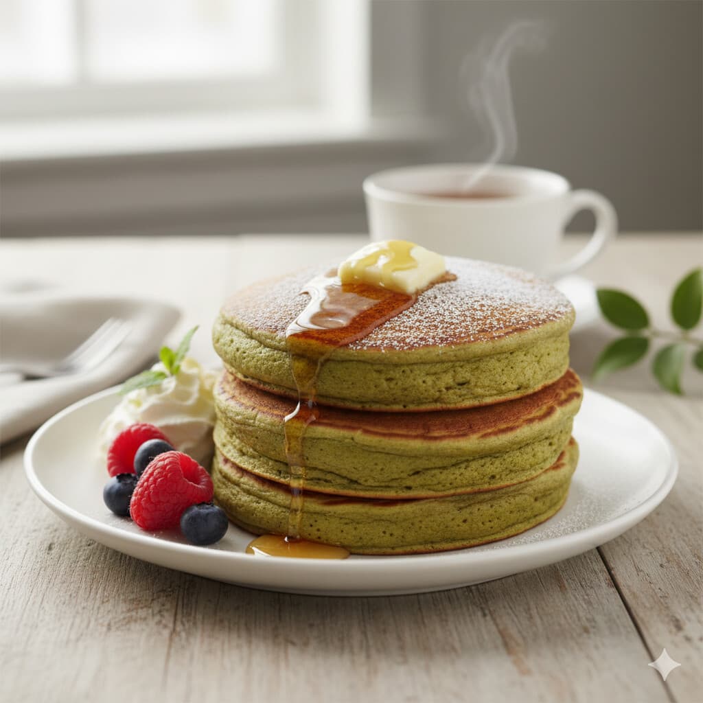 Fluffy Matcha Pancakes